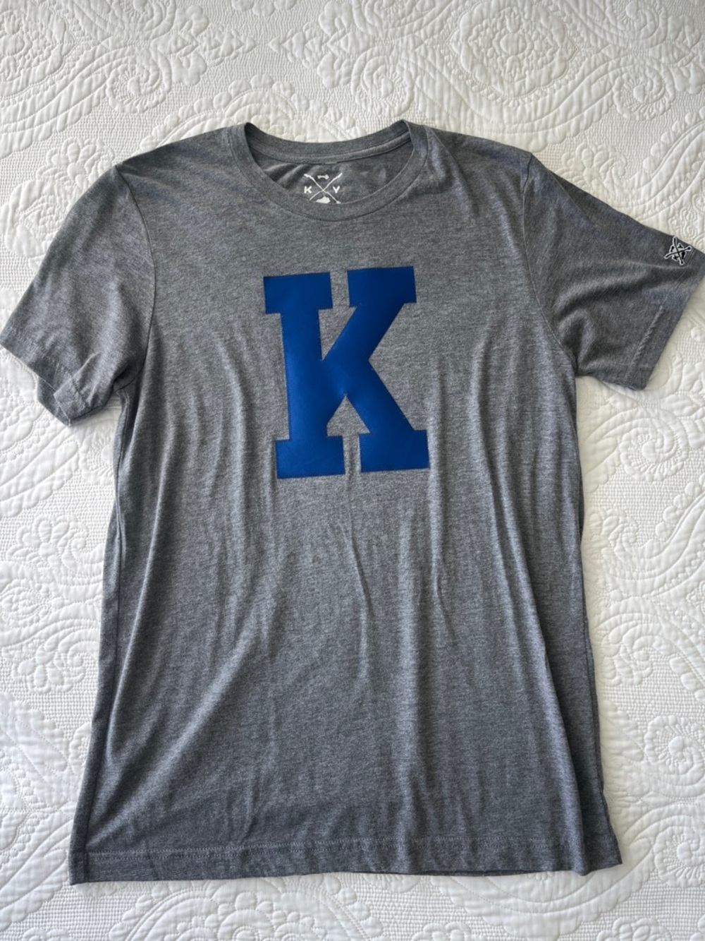 Kentucky Shop Local Gray Short Sleeve Tee with Blue 'K'  Logo